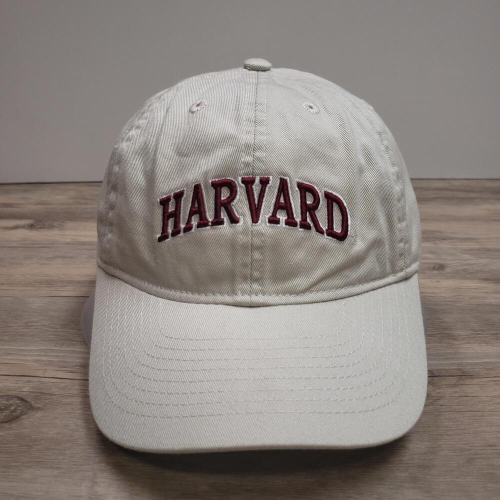 Harvard Crimson Hat Cap Strap Back Mens One Size Beige NCAA College Legacy